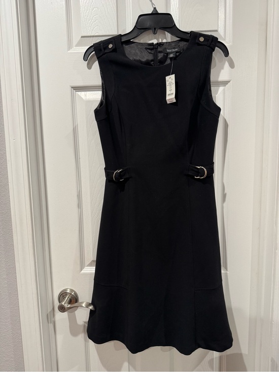 White House Black Market Dresses & Skirts - Classic Black Sleeveless Sheath Dress with Buckle Detail